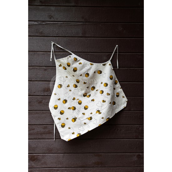 Colourful half-linen kitchen apron "Bees"